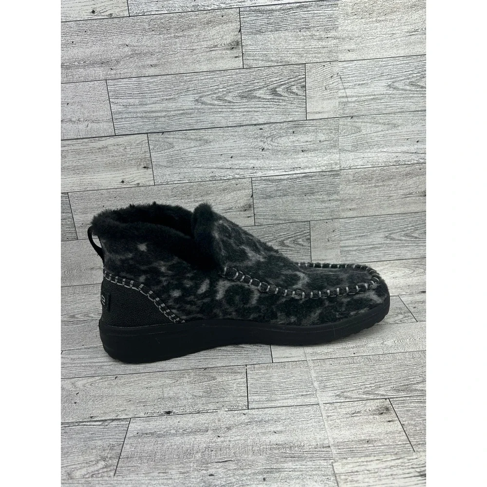 Hey Dude Denny Marble Leopard Grey Black Faux Fur‎ Lined Ankle Boots Women Sz 10